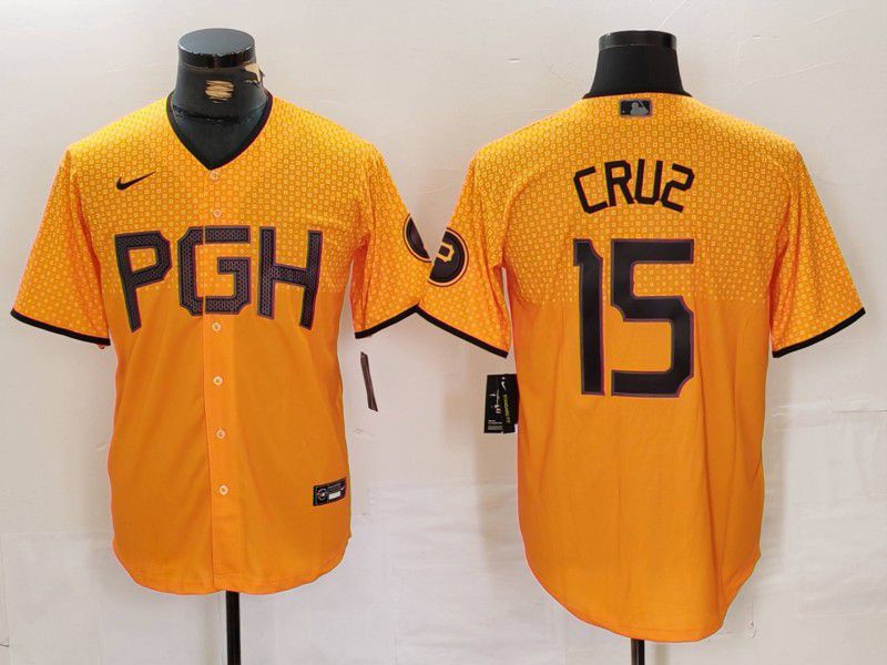 Men Pittsburgh Pirates #15 Cruz Yellow City Edition 2024 Nike MLB Jersey style 1->pittsburgh pirates->MLB Jersey